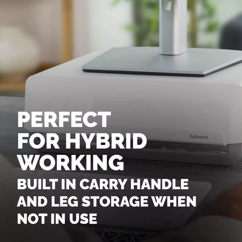 Fellowes kompiuterio monitoriaus stovas su 3 aukščio reguliavimais - Breyta monitoriaus pakyla su kabelių valdymu - ergonomiškas reguliuojamas monitoriaus stovas kompiuteriams - maks. svoris 15 kg - balta