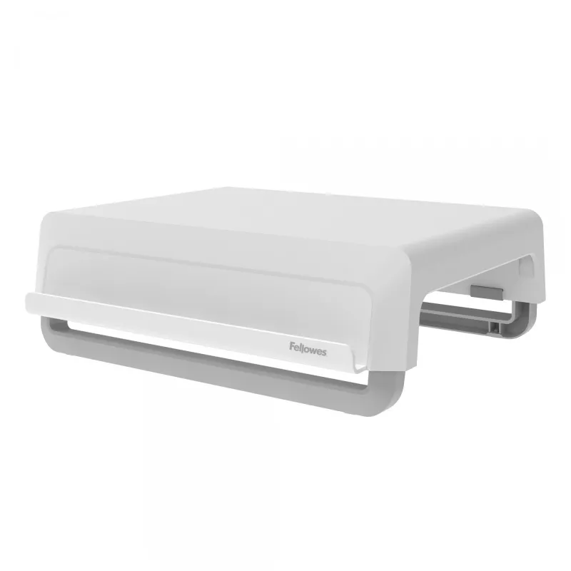 Fellowes kompiuterio monitoriaus stovas su 3 aukščio reguliavimais - Breyta monitoriaus pakyla su kabelių valdymu - ergonomiškas reguliuojamas monitoriaus stovas kompiuteriams - maks. svoris 15 kg - balta