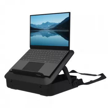 Fellows nešiojamojo kompiuterio nešiojimo dėklas su įmontuotu laptop stovu - Breyta užrakinamas nešiojamojo kompiuterio nešiojimo dėklas hibridiniam darbui ir nešiojamiesiems kompiuteriams iki 14 colių / 4 kg - juodas