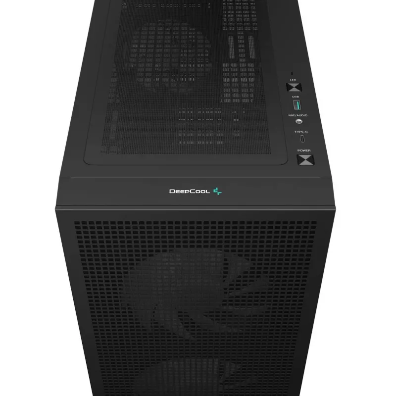 Korpusas DeepCool CH360 DIGITAL Micro Tower, grūdintas stiklas, microATX/Mini-ITX, priekyje 2x140mm, įmontuotas ekranas, USB-C