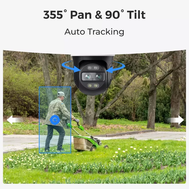 IP apsaugos kamera Reolink TrackMix W760 4K, 8 MP, 3840×2160, Wi‑Fi ir Ethernet, PTZ (355° pasukimas, 90° pakreipimas), 30 m naktinis matymas, IP65