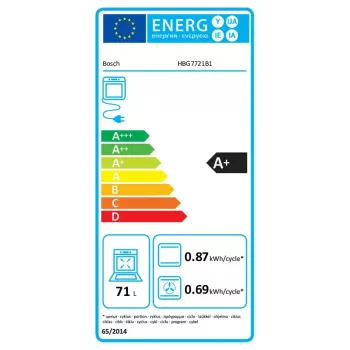Įmontuojama orkaitė Bosch Serie 8 HBG7721B1 — elektrinė, 71 l, pirolizinis valymas, jutiklinis valdymas, „Wi‑Fi“, halogeninė lempa, juoda