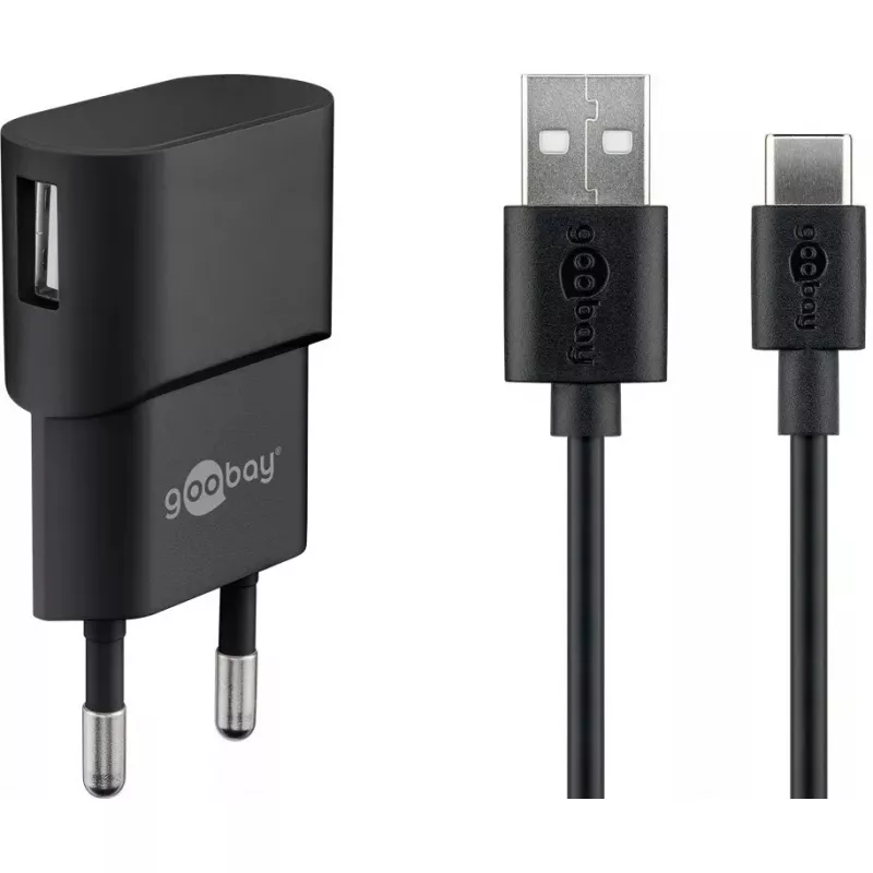 Vidinis įkroviklis GOOBAY 45298 – universalus USB 5V 1m, AC 100–240V, 5 W, juodas
