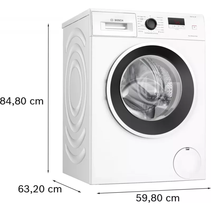 Bosch Serie 2 WGE0240ASN skalbimo mašina Priekinio pakrovimo 7 kg 1351 RPM Balta