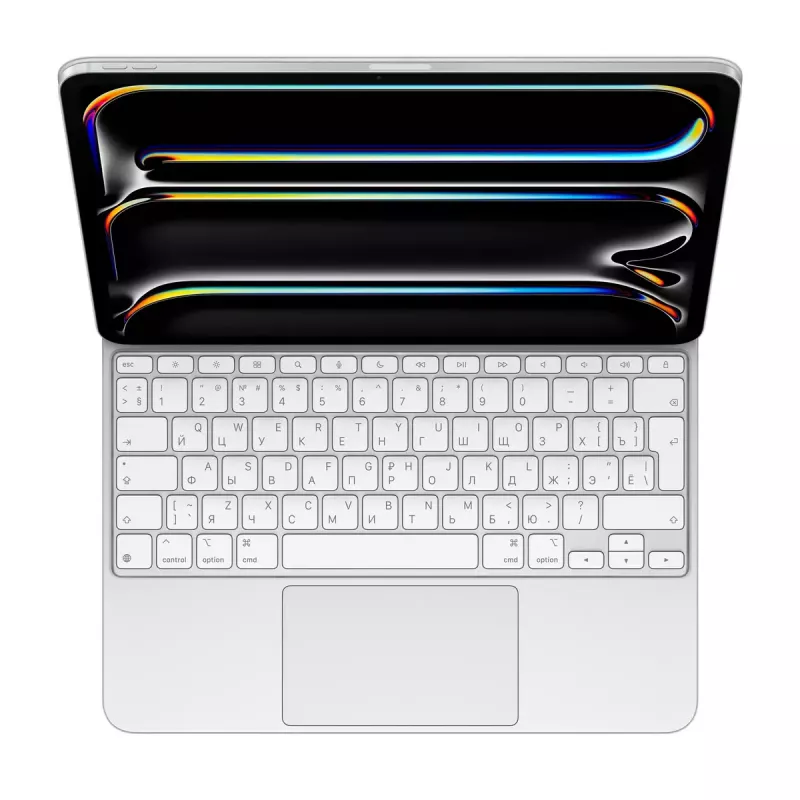 Apple Magic klaviatūra iPad Pro 13 colių M4 rusiška balta belaidis QWERTY jutiklinis kilimėlis
