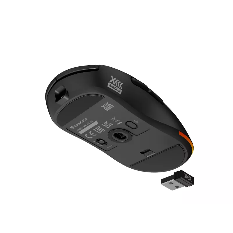 GENESIS Zircon XIII pelė žaidimams Ambidextrous RF Wireless + USB Type-C Optinė 26000 DPI