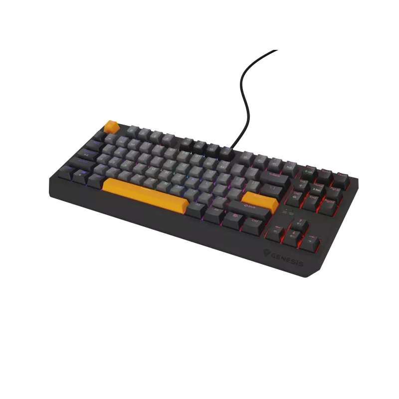 GENESIS Thor 230 TKL klaviatūra žaidimams USB + RF belaidis + Bluetooth QWERTY juoda, pilka, oranžinė