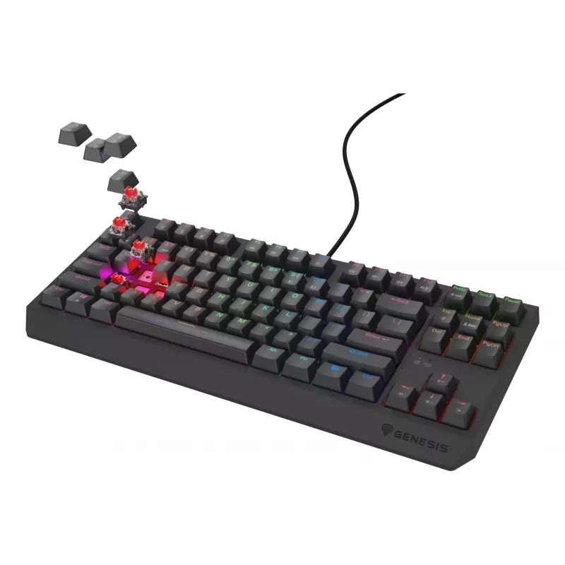 GENESIS Thor 230 TKL Lite klaviatūra, skirta žaidimams, USB, QWERTY, angliška, juoda
