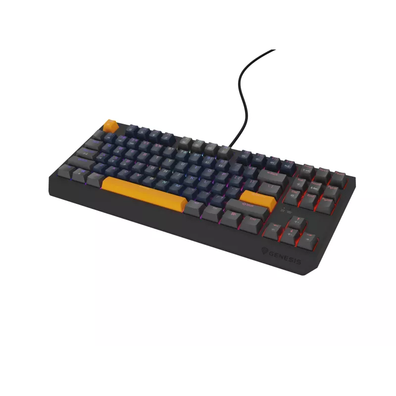GENESIS THOR 230 TKL klaviatūra žaidimams USB + RF belaidis + Bluetooth QWERTY juoda, mėlyna, pilka, oranžinė