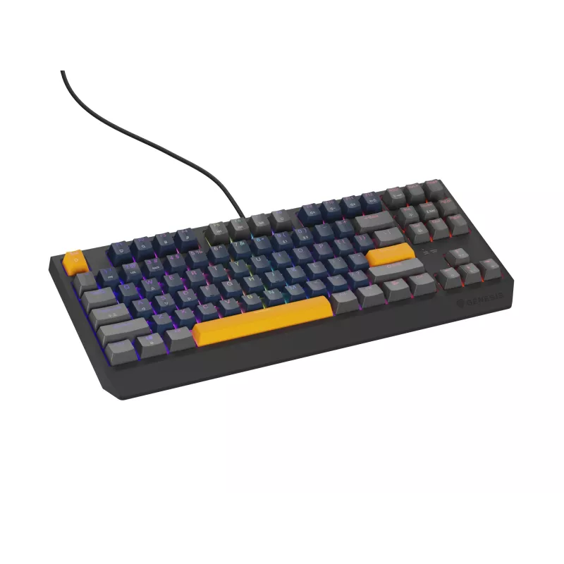 GENESIS THOR 230 TKL klaviatūra žaidimams USB + RF belaidis + Bluetooth QWERTY juoda, mėlyna, pilka, oranžinė