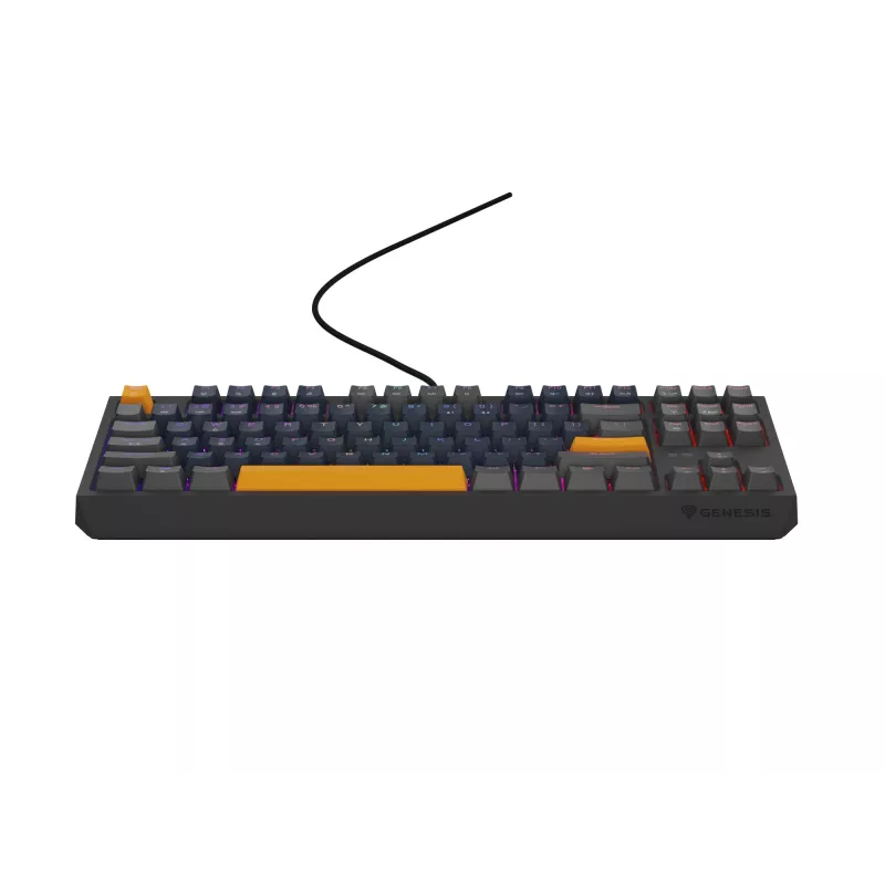 GENESIS THOR 230 TKL klaviatūra žaidimams USB + RF belaidis + Bluetooth QWERTY juoda, mėlyna, pilka, oranžinė