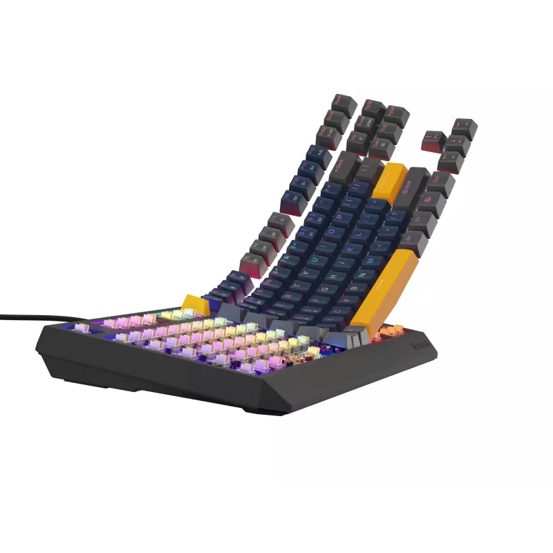 GENESIS THOR 230 TKL klaviatūra žaidimams USB + RF belaidis + Bluetooth QWERTY juoda, mėlyna, pilka, oranžinė