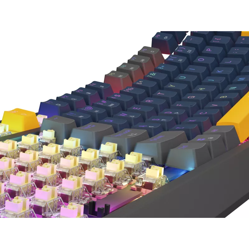 GENESIS THOR 230 TKL klaviatūra žaidimams USB + RF belaidis + Bluetooth QWERTY juoda, mėlyna, pilka, oranžinė