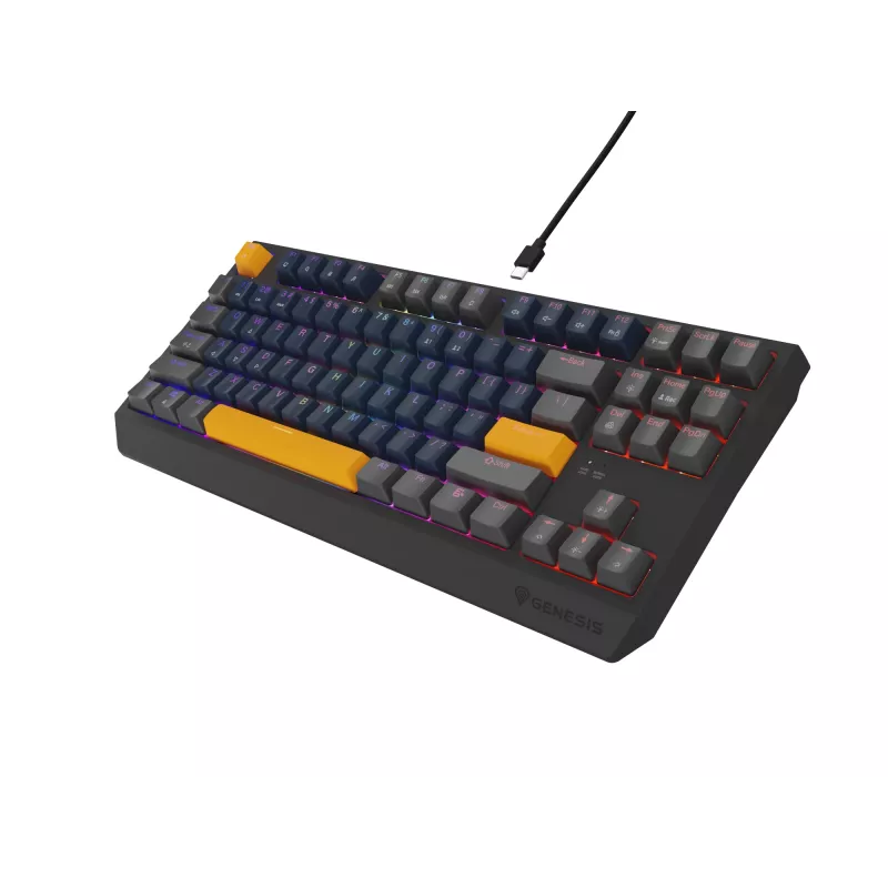GENESIS THOR 230 TKL klaviatūra žaidimams USB + RF belaidis + Bluetooth QWERTY juoda, mėlyna, pilka, oranžinė