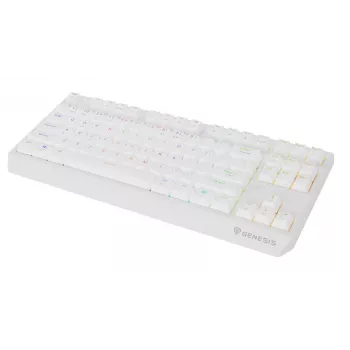 Žaidimų klaviatūra be skaičių bloko GENESIS Thor 230 TKL — USB, RF belaidis, Bluetooth, QWERTY, balta