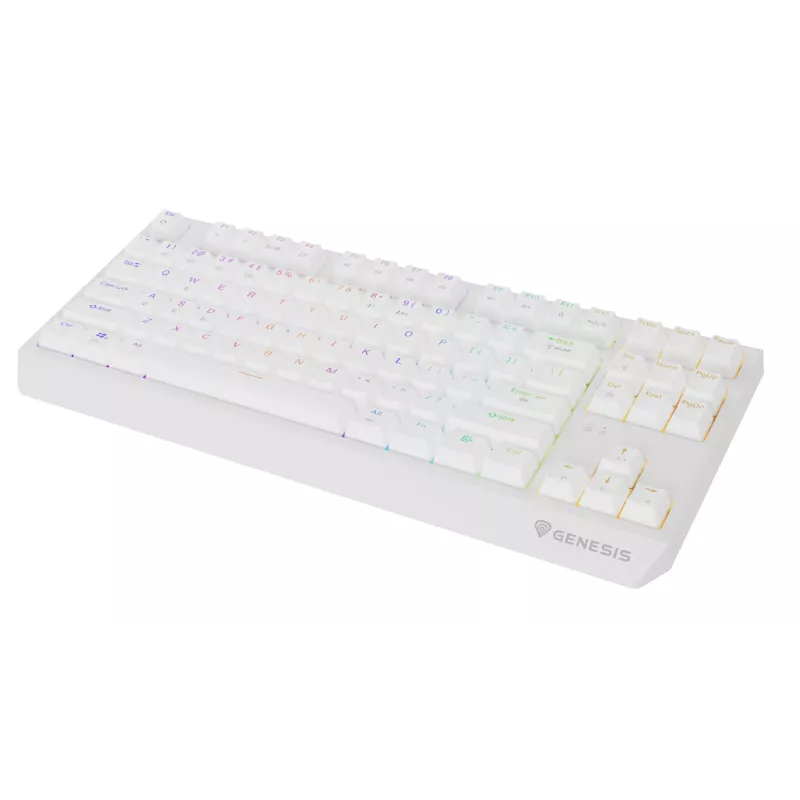 Žaidimų klaviatūra be skaičių bloko GENESIS Thor 230 TKL — USB, RF belaidis, Bluetooth, QWERTY, balta