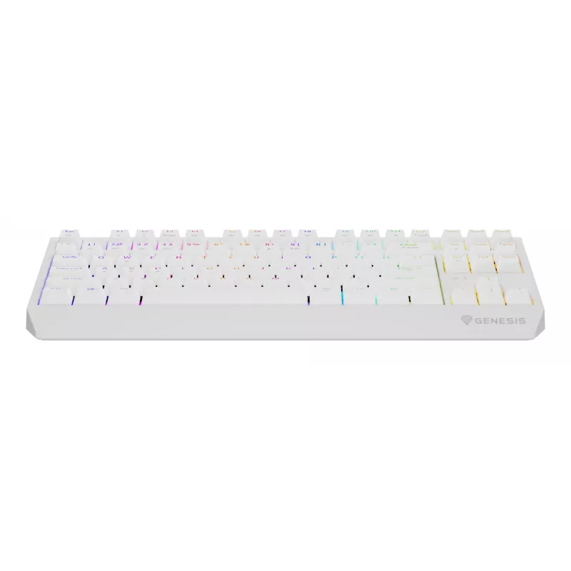 Žaidimų klaviatūra be skaičių bloko GENESIS Thor 230 TKL — USB, RF belaidis, Bluetooth, QWERTY, balta
