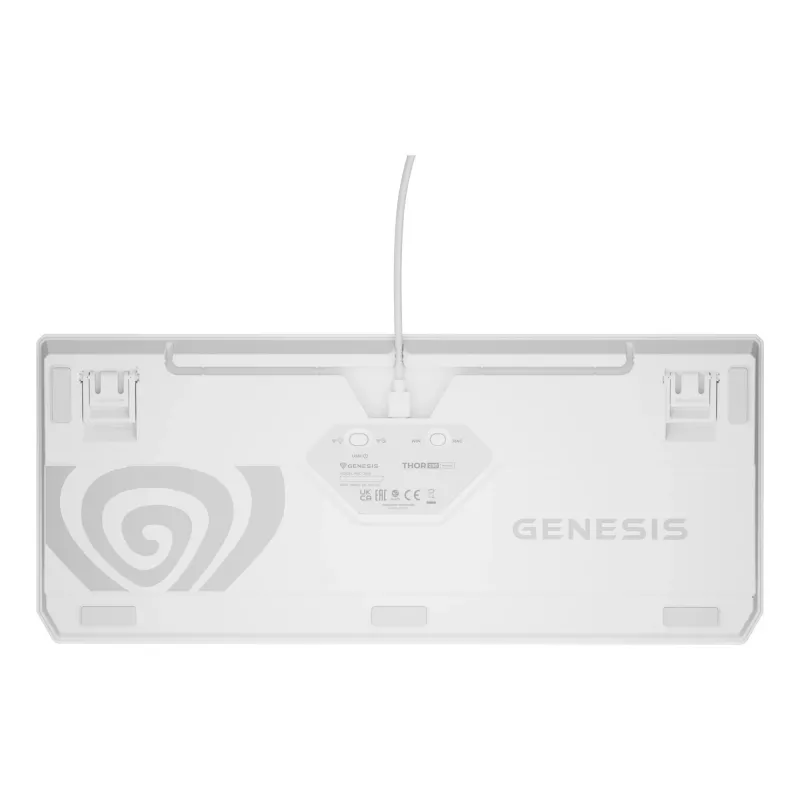 Žaidimų klaviatūra be skaičių bloko GENESIS Thor 230 TKL — USB, RF belaidis, Bluetooth, QWERTY, balta