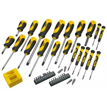 Rankinis atsuktuvų rinkinys STANLEY STHT0-62113 su Phillips, Robertson ir Torx antgaliais, magnetiniais galiukais, ergonominėmis rankenomis