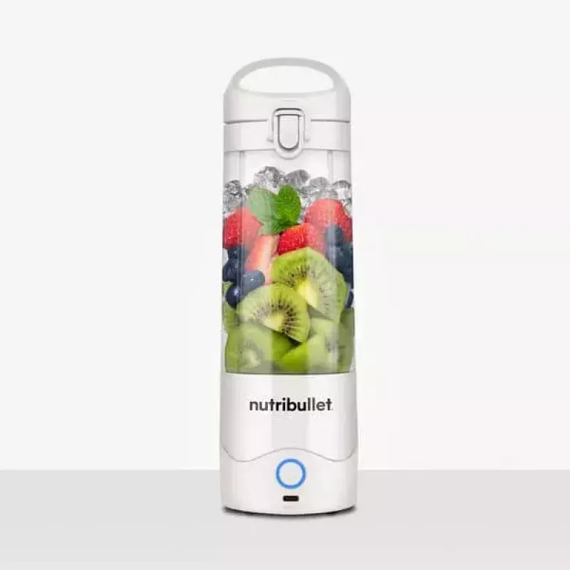 Sport blender NUTRIBULLET Portable 0.475 L baltas su Tritan dubeniu ir nerūdijančio plieno ašmenimis, maitinamas baterijomis