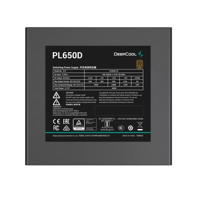 DEEPCOOL Pl650d maitinimo blokas 650 W 20+4 Pin ATX - juodas
