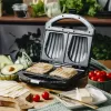 Sumuštinių keptuvė Adler AD 3069 — kompaktiška stalviršio sumuštinių spaustuvė, 750 W, 2 sumuštiniams, juoda