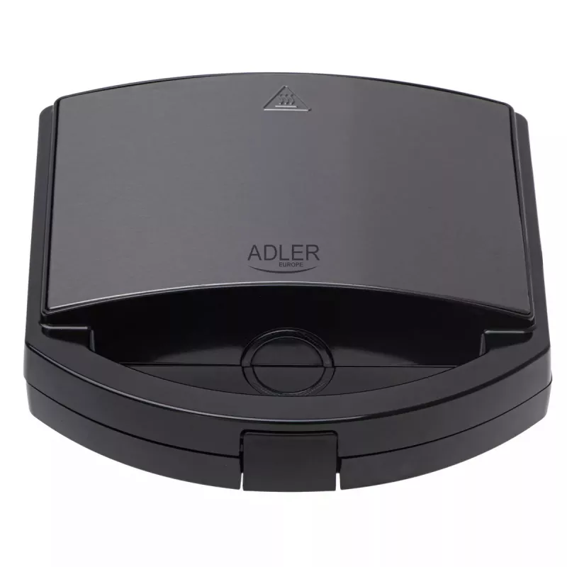 Sumuštinių keptuvė Adler AD 3069 — kompaktiška stalviršio sumuštinių spaustuvė, 750 W, 2 sumuštiniams, juoda