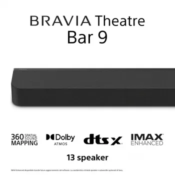 Sony BRAVIA Theatre Bar 9 HT-A9000 garso juosta, Dolby Atmos, 7.0.2 kanalų, 495 W, Bluetooth, juoda