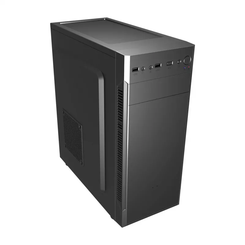 PC Case FSP CMT160 Midi Tower Juoda — supports ATX/µATX/ITX, 1×3.5 inch + 2×2.5 inch bays, 1×5.25 inch, USB 3.2 Gen1 Type-A, 173×370×410 mm