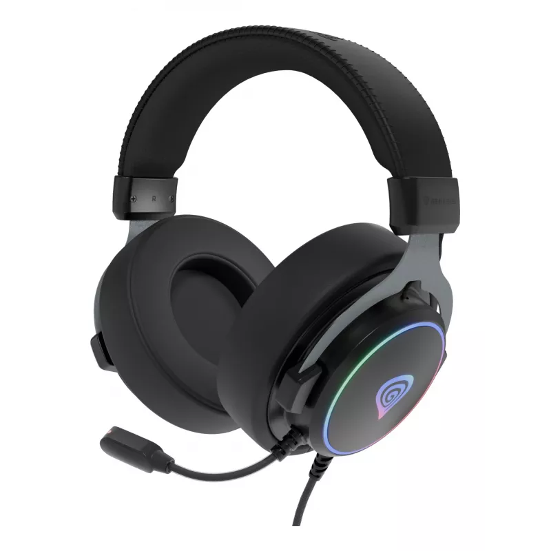 GENESIS Neon 764 ausinės, laidinės, lankeliu, žaidimams, USB Type-A, juodos
