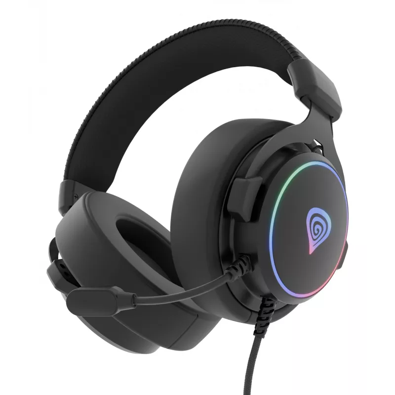 GENESIS Neon 764 ausinės, laidinės, lankeliu, žaidimams, USB Type-A, juodos