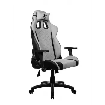 Žaidimų kėdė arozzi Avanti SoftFabric šviesiai pilka — aukšta atlošo ergonominė, medžiaginė apdaila, reguliuojami porankiai, pakreipimo ir aukščio reguliavimas