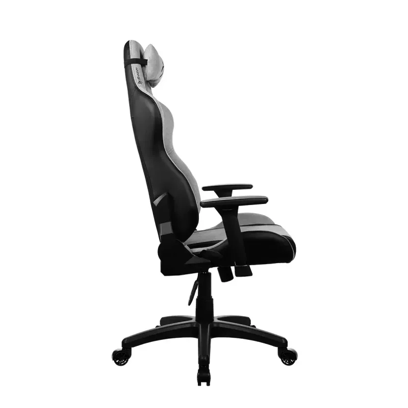 Žaidimų kėdė arozzi Avanti SoftFabric šviesiai pilka — aukšta atlošo ergonominė, medžiaginė apdaila, reguliuojami porankiai, pakreipimo ir aukščio reguliavimas