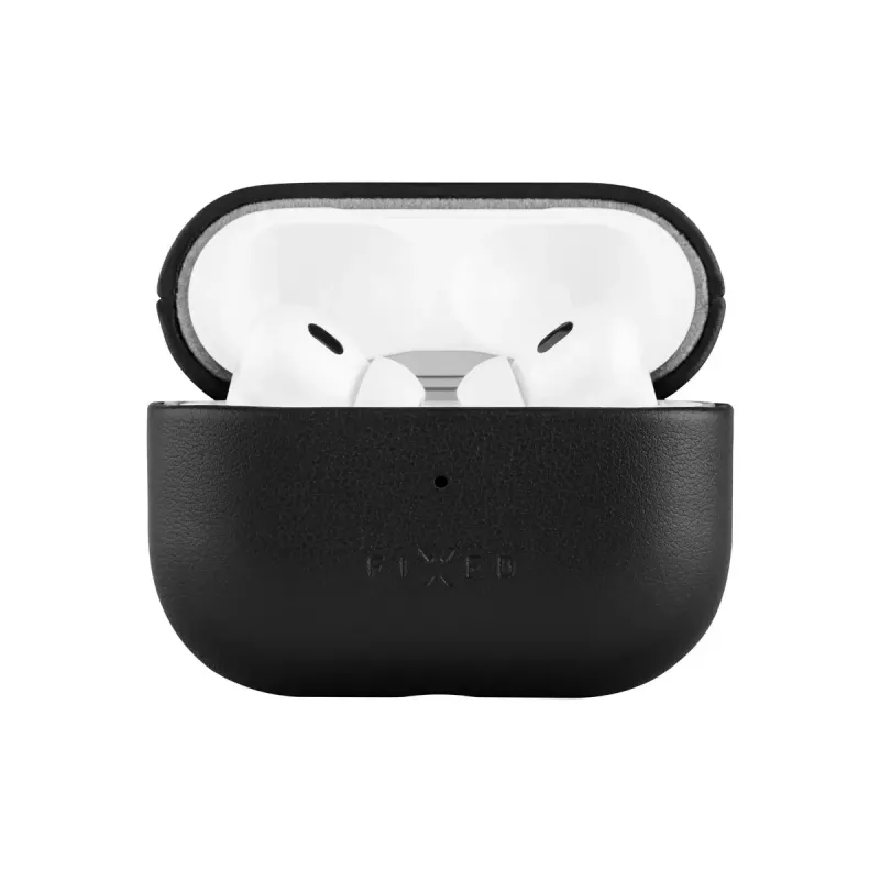 Apsauginis odinis dėklas FIXED FIXLPM-999-BK ausinukams su MagSafe palaikymu, juodas