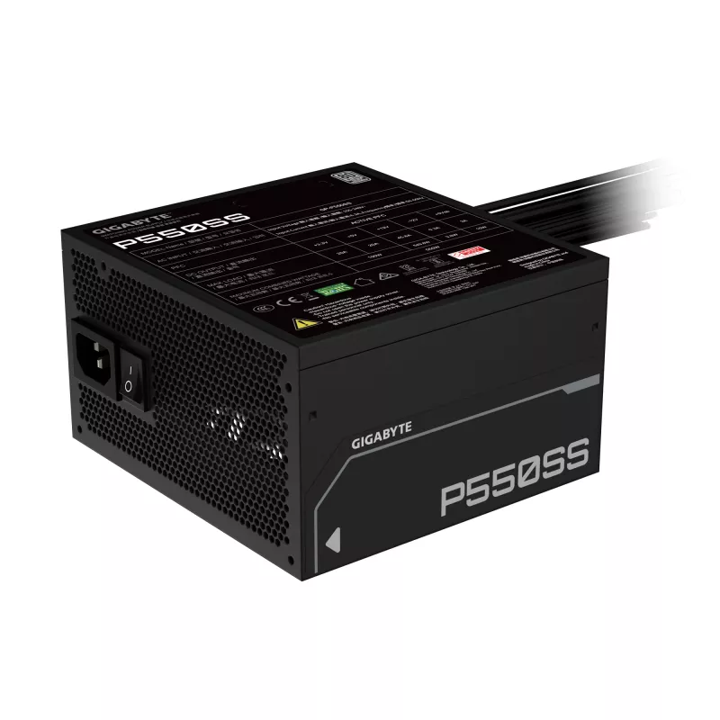 GIGABYTE P550SS Maitinimo blokas - PCIe 5.0, 80 PLUS Silver, 120 mm ventiliatorius, suderinamas su ATX 3.0, EU kištukas