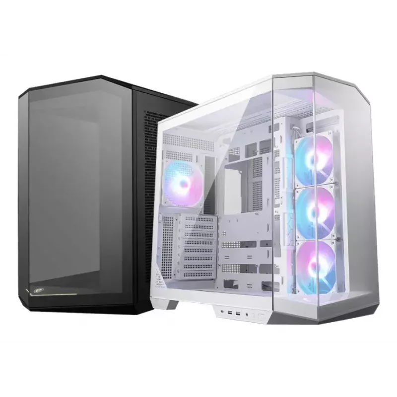 PC Case MSI MAG PANO 100R PZ Midi Tower White — ATX, 380 mm GPU, 166 mm CPU cooler, 8 expansion slots, 3×2.5 inch + 2×3.5 inch, USB-A×2, USB-C×1