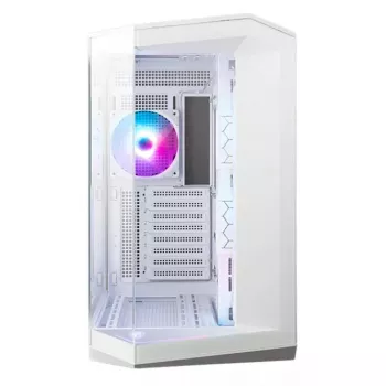 PC Case MSI MAG PANO 100R PZ Midi Tower White — ATX, 380 mm GPU, 166 mm CPU cooler, 8 expansion slots, 3×2.5 inch + 2×3.5 inch, USB-A×2, USB-C×1