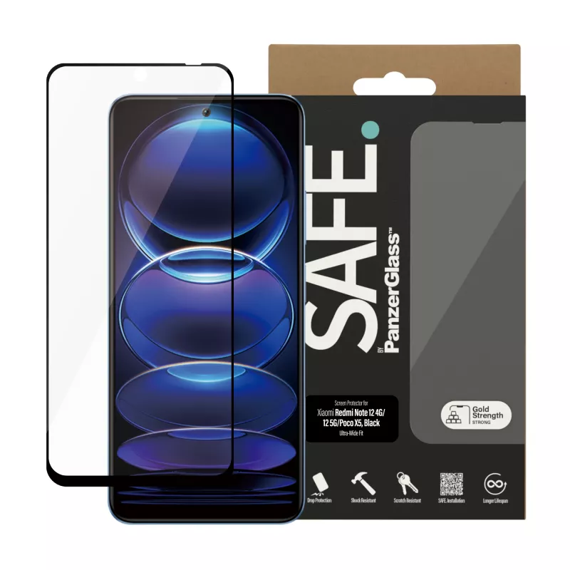 PanzerGlass SAFE. by ® Ekrano apsauga Xiaomi Redmi Note 12 5G | 12 4G | Poco X5 | Ultra-Wide Fit