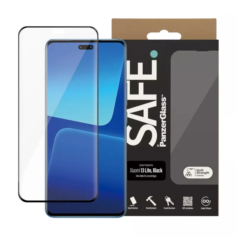 Ekrano apsauga PanzerGlass SAFE. by ® Xiaomi 13 Lite Ultra-Wide Fit Atspari įbrėžimams ir smūgiams