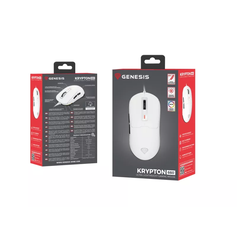 GENESIS Krypton 660 pelė žaidimams Ambidekstrinė USB Type-A Optinė 12000 DPI
