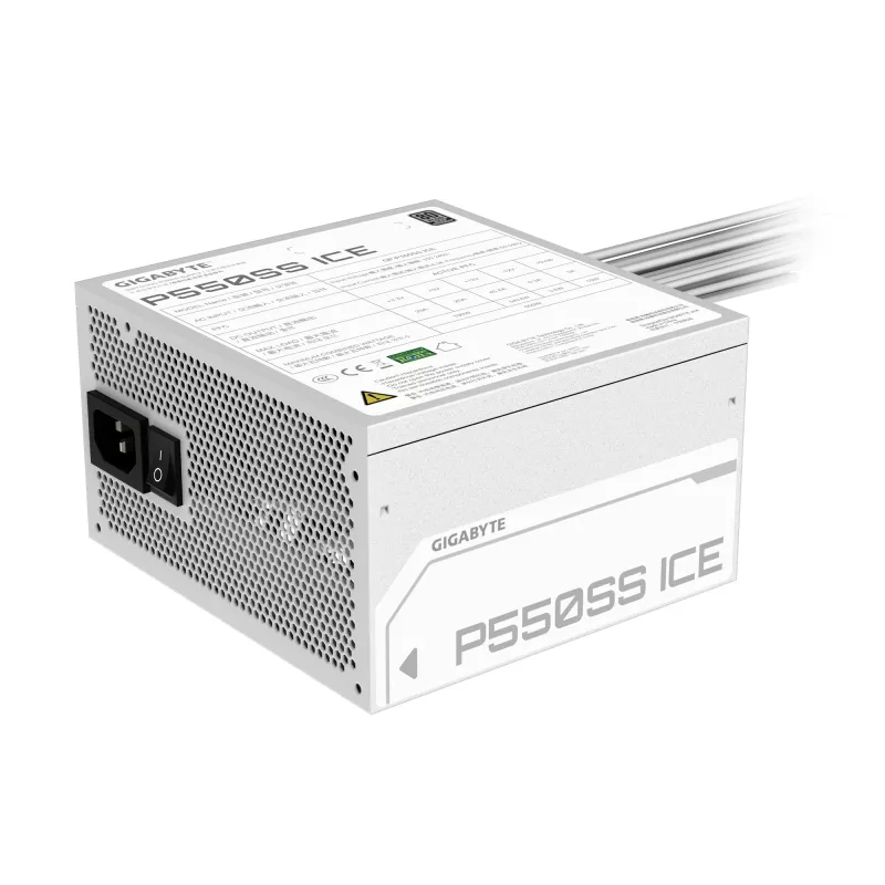 GIGABYTE P550SS ICE maitinimo blokas - PCIe 5.0, 80 PLUS Silver, 120 mm ventiliatorius, suderinamas su ATX 3.0, EU kištukas