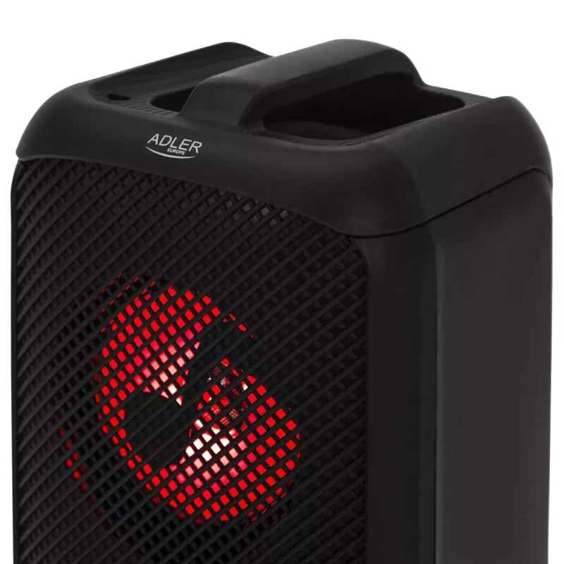Nešiojamasis garsiakalbis Adler AD 1903, 2×5 W, Bluetooth, FM radijas, LED, 1500 mAh baterija, AUX, USB, juodas