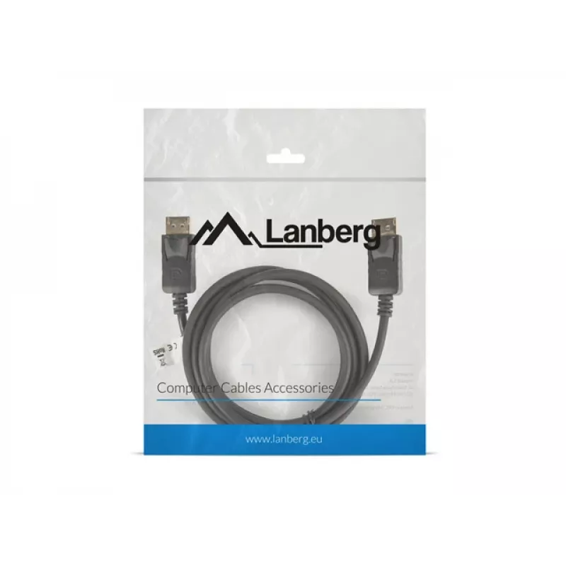 LANBERG DisplayPort M/m kabelis 19 kontaktų V1.2 4k 1.8 m juodas