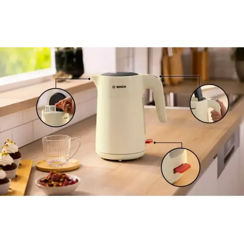 Elektrinis virdulys Bosch TWK2M167 1,7 L 2400 W, belaidis su 360° pagrindu, automatinis išsijungimas, apsauga nuo virimo be vandens