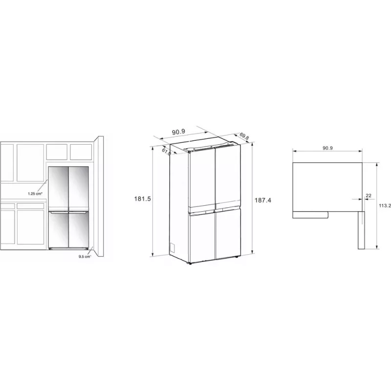 Whirlpool WQ9I FO2BX EF šaldytuvas šoninis Freestanding 592 L Juoda