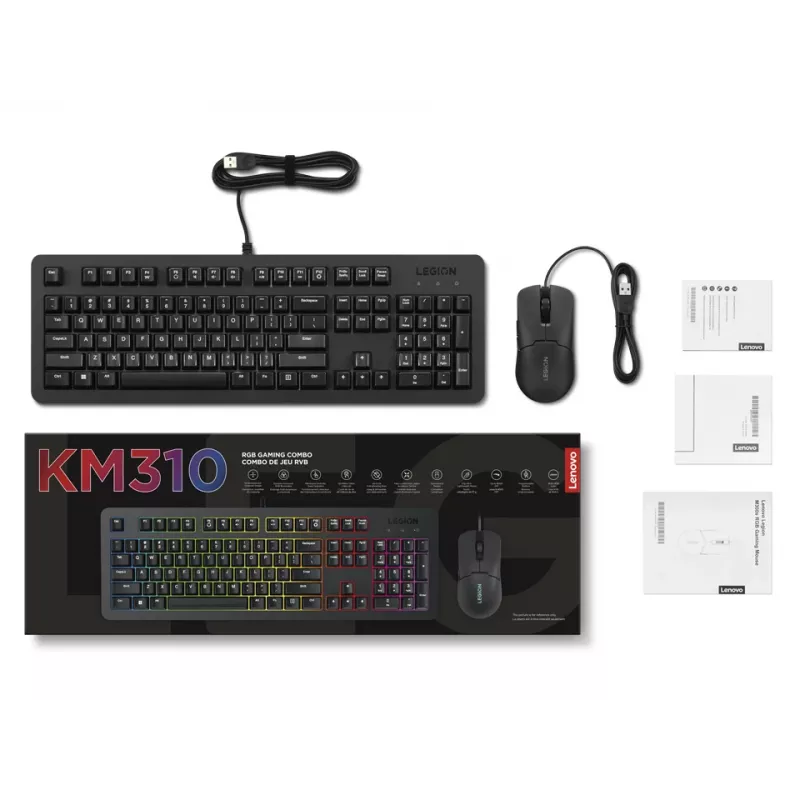 Lenovo GX31N91913 klaviatūra su pele, žaidimams, USB, JAV anglų, juoda