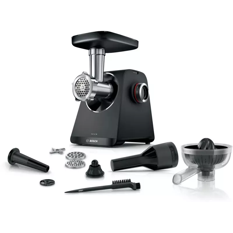 Mėsmalė Bosch MFWS430B — 1900 W, 2 greičiai, 2,5 kg/min, Juoda/Sidabrinė, 4,3 kg