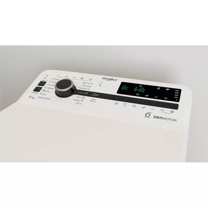 Whirlpool TDLRB 7232BS EU skalbimo mašina įkraunama iš viršaus 7 kg 1151 aps./min. Balta