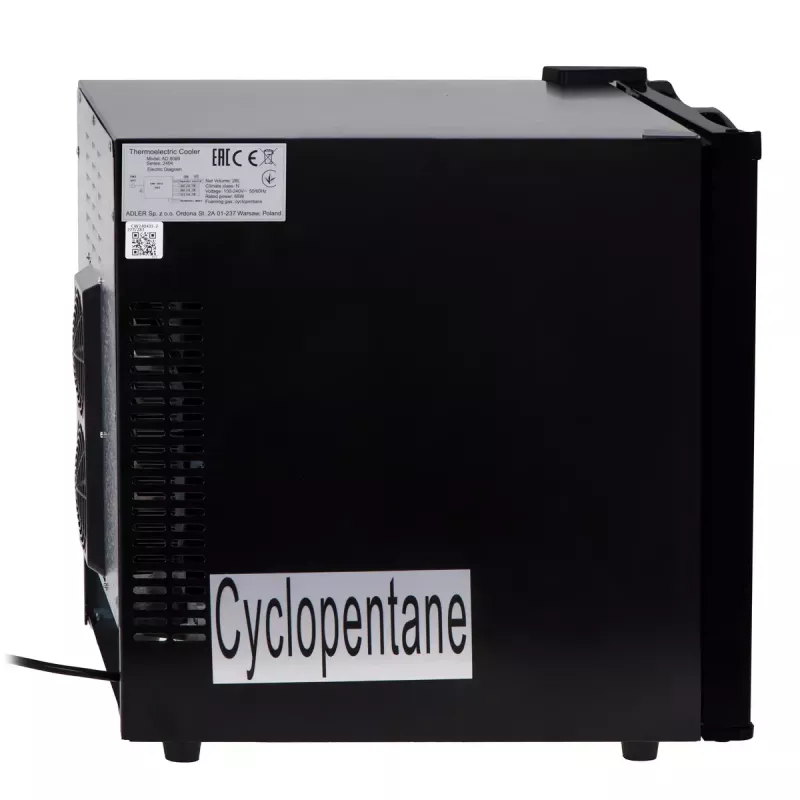 Termoelektrinis aušintuvas Adler AD 8089 28 L — nešiojamas juodas, 65 W, 35 dB, LED šviesa