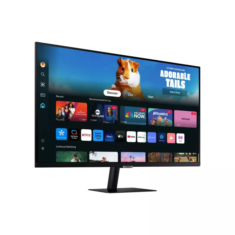 27 colių Samsung M50D monitorius — 27 colių Full HD (1920×1080), VA LED, 4 ms, 178° žiūrėjimo kampas, įmontuoti garsiakalbiai, USB šakotuvas, VESA, juoda